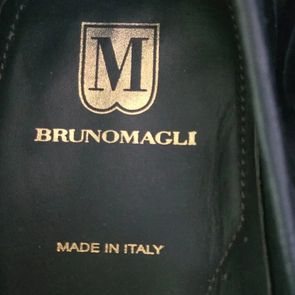 Bruno Magli Black Leather Logo Horse Bit Designer Loafers Size 10M